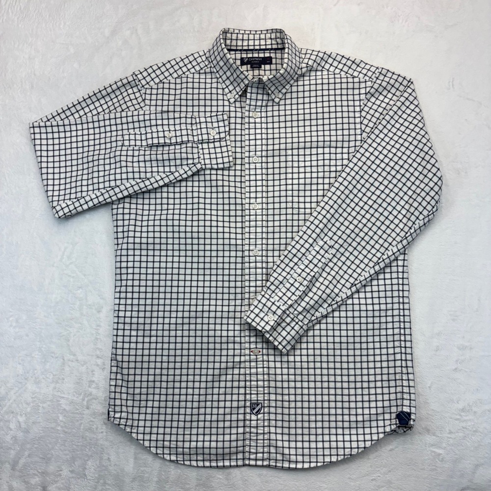 Cremieux Classics Mens Medium Blue White Tattersall Check Cotton Button Down
